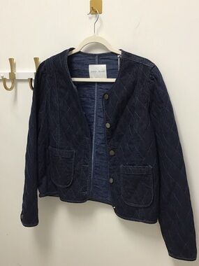 Dear John Dark Navy Quilted Snap-Front Utility Kit Jacket